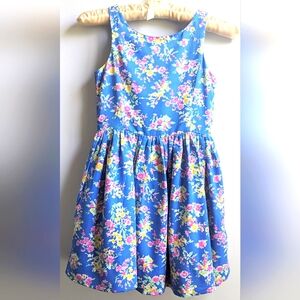 EUC...Polo by Ralph Lauren Blue Floral Button Back Party Dress Size 7